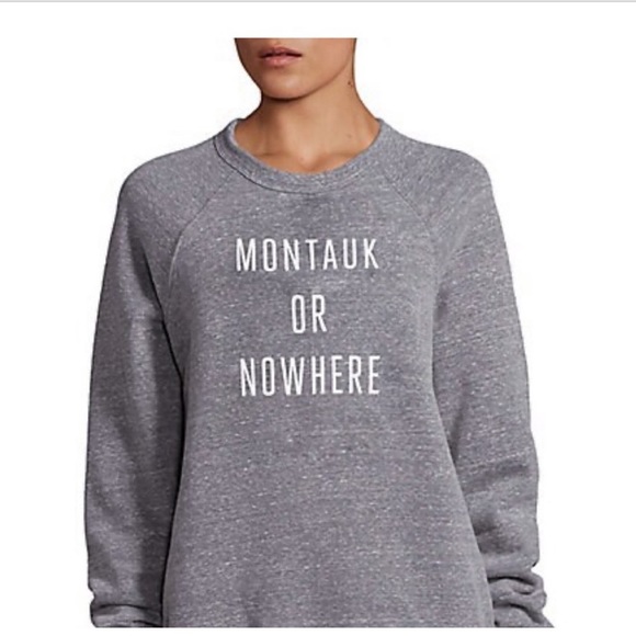 Knowlita Tops - Knowlita Montauk or Nowhere Cropped Raw Hem Boxy Gray Sweatshirt Size Medium
